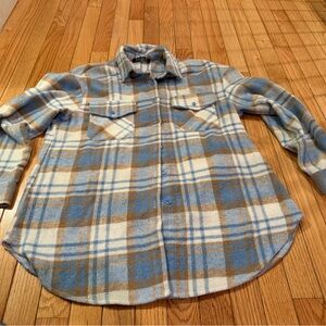Simplee Blue and Brown Plaid Shirt flannel streetwear grunge punk